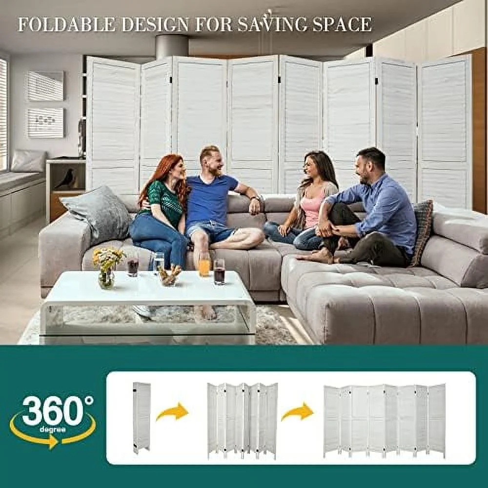 YPDCHB 6 Panel Room Dividers  5.6Ft Wood Room Divider and Partition Room Divider Folding Privacy Screens  Double Hinged Room Dividers Wall for Bedroom Office Living Room  Grey White