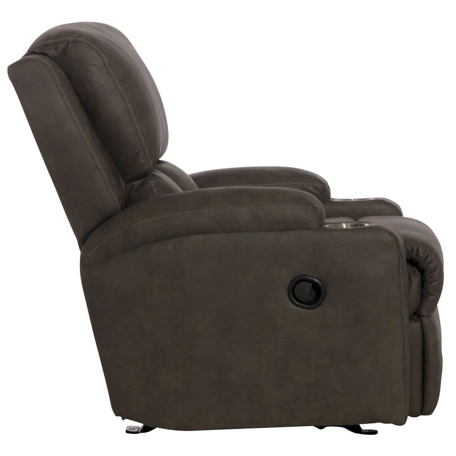 Bowery Hill Rocker Recliner with Two Cupholders in Gray Polyester Fabric