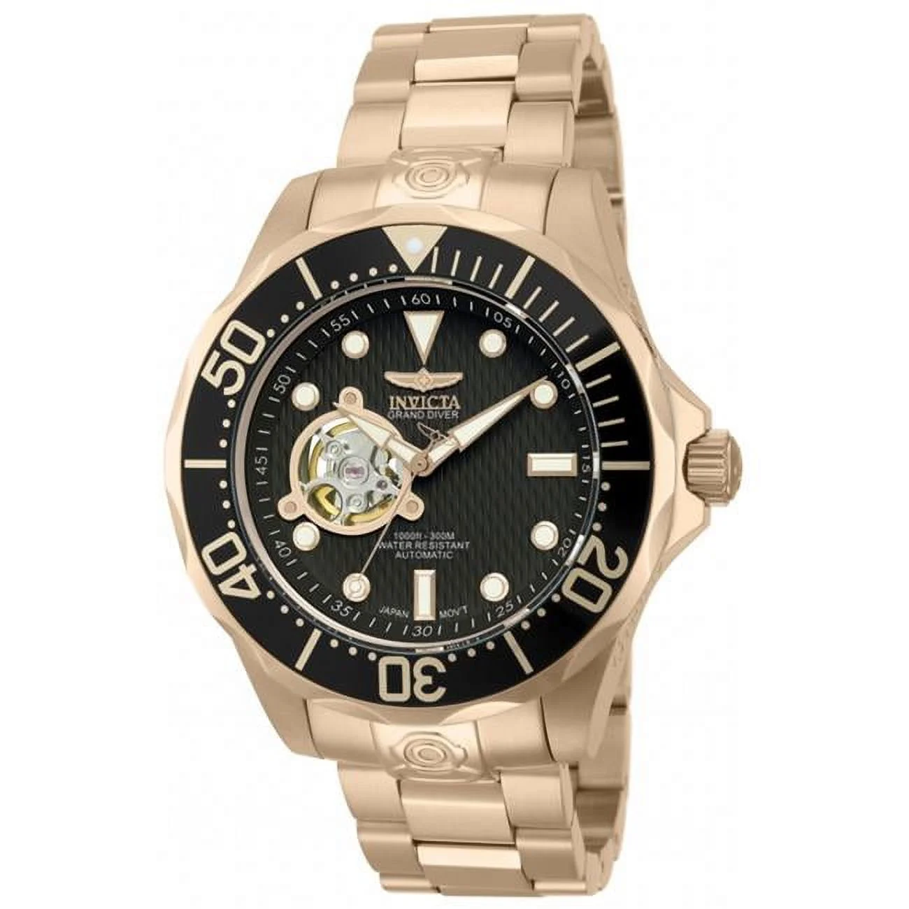 18KT Rose Gold-Plated Men Pro Diver Automatic 3 Hand Brown Dial Watch
