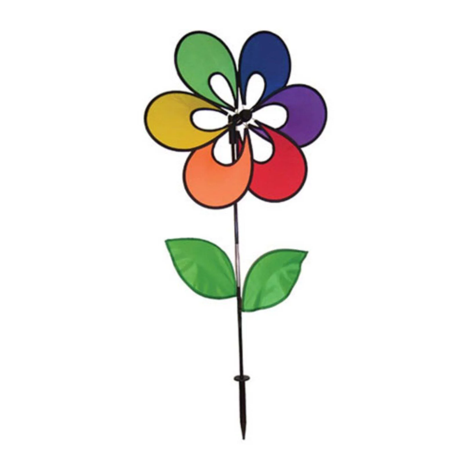 In the Breeze Rainbow 2856 — Flower Windee Wheelz Garden Spinner — Colorful Yard and Garden Wind Spinner