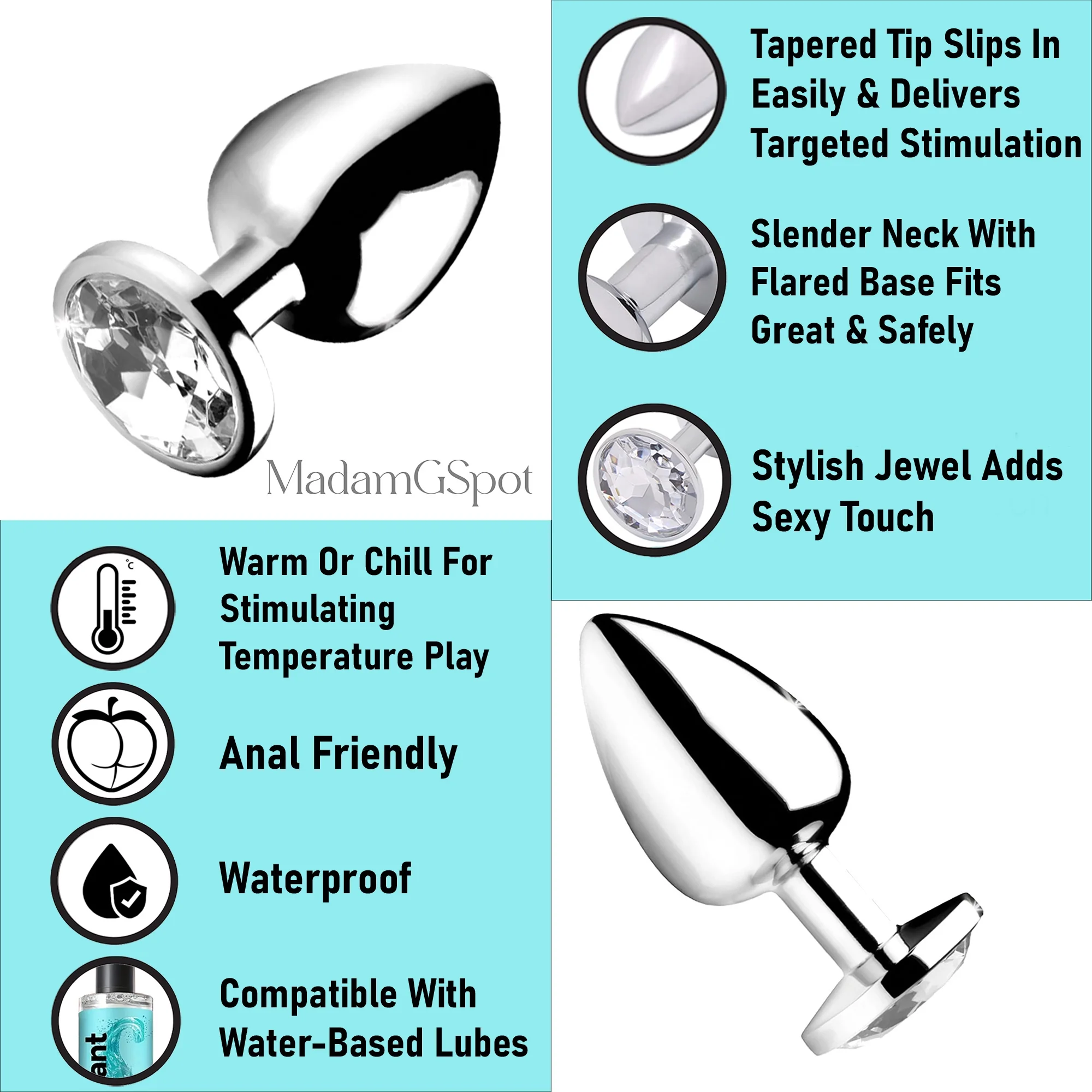 MadamGSpot Toy Friendly Cleaner, Lube 6.8 oz Suitable for Vaginal, Solo or Anal Play, Butt Small Toy Anal Probes