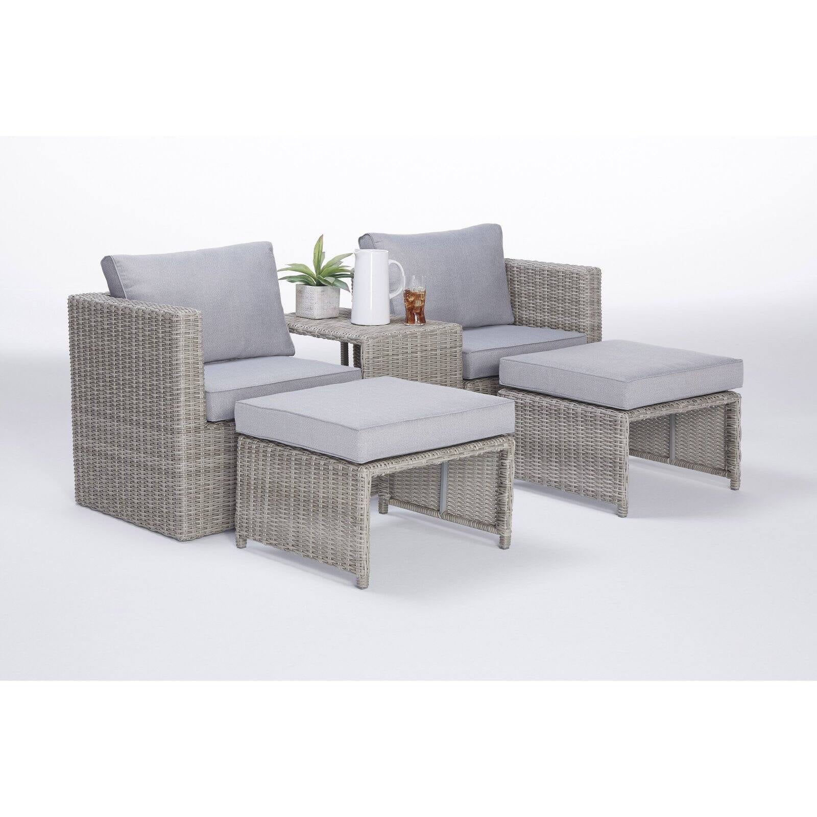 Progressive Furniture Malibu 5 Piece Wicker Patio Coversation Set