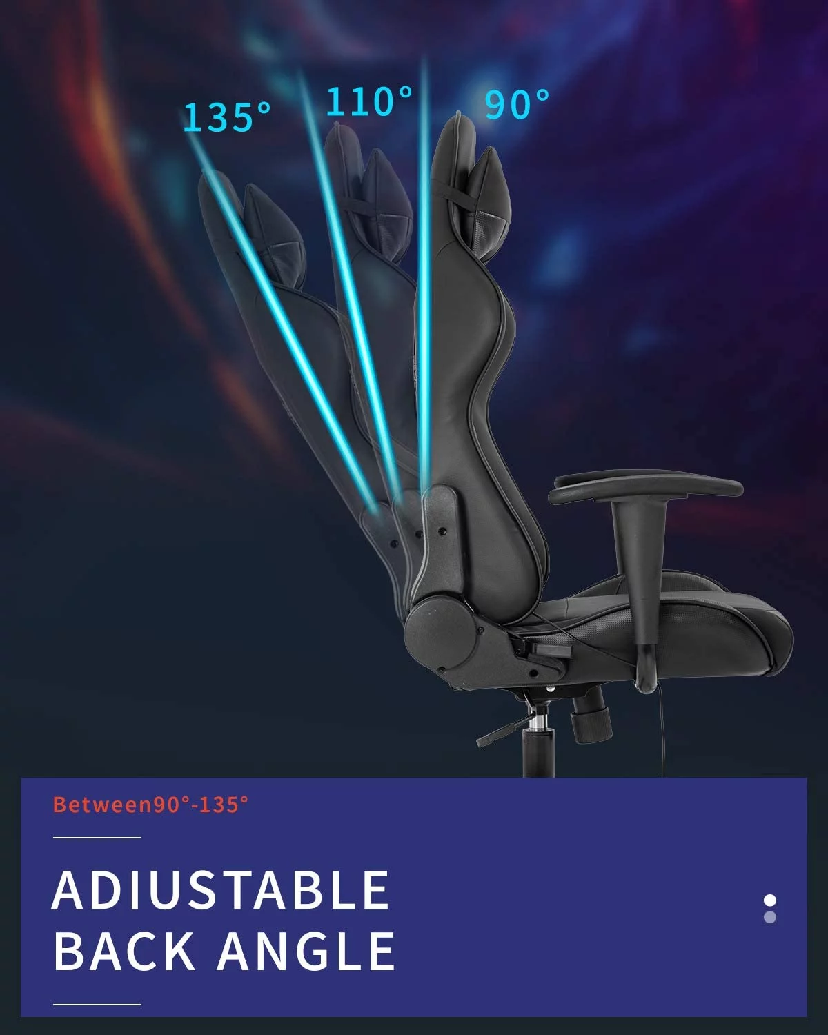 Gaming Chair Office Chair Racing Chair Massage PU Leather Rolling Swivel Task Adjustable Computer Chair with Lumbar Support Headrest Armrest Desk Chair for Adults(Black)