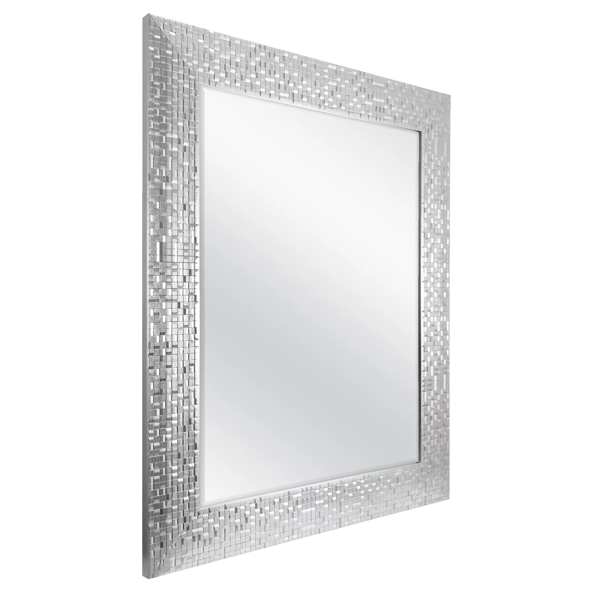 Better Homes & Gardens Silver Glam Mosaic Tile Wall Mirror, 23x28 Inch
