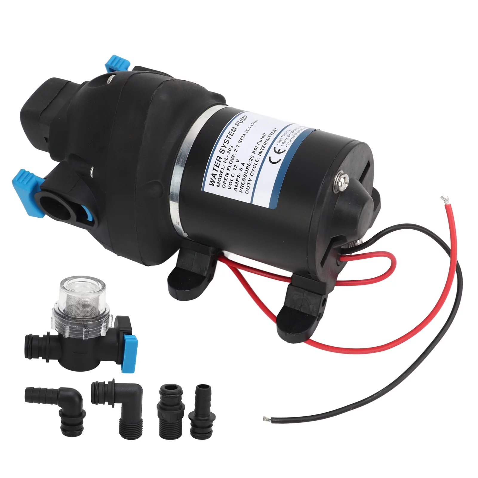 100W DC12V Electric Water Pump Diaphragm Pump, 25PSI 2.1GPM 8LPM Water Pressure Booster Pump Self Priming Water Pump High Pressure Water Pump Water Booster Pump with Pressure Switch for Home Rv Boat