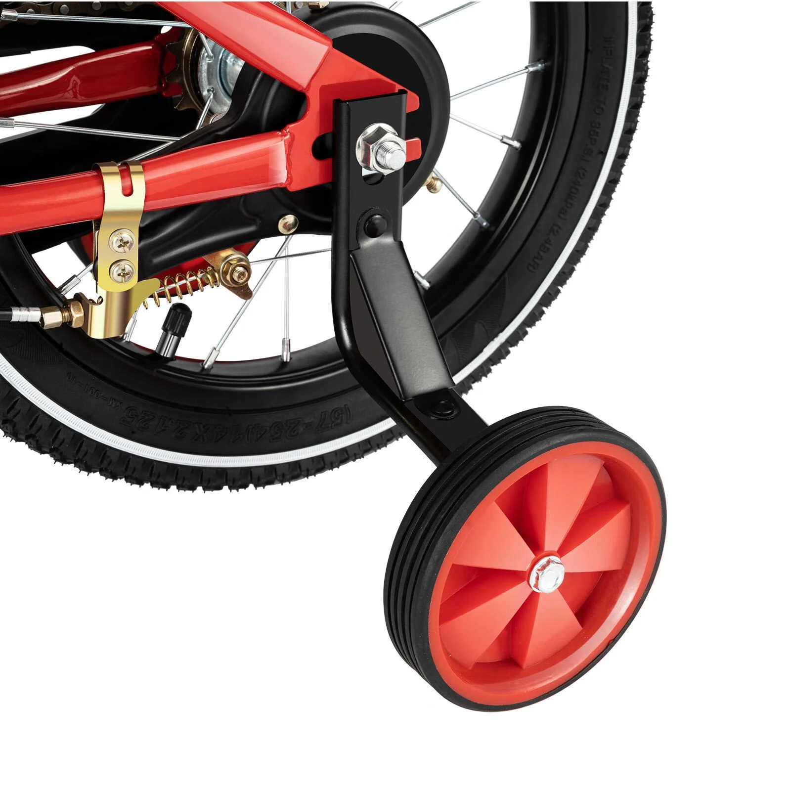 YIYIBYUS 14 Inch Kids Bike Boy Girl Safe Bicycle with Training Wheels and Adjustable Seat, Red