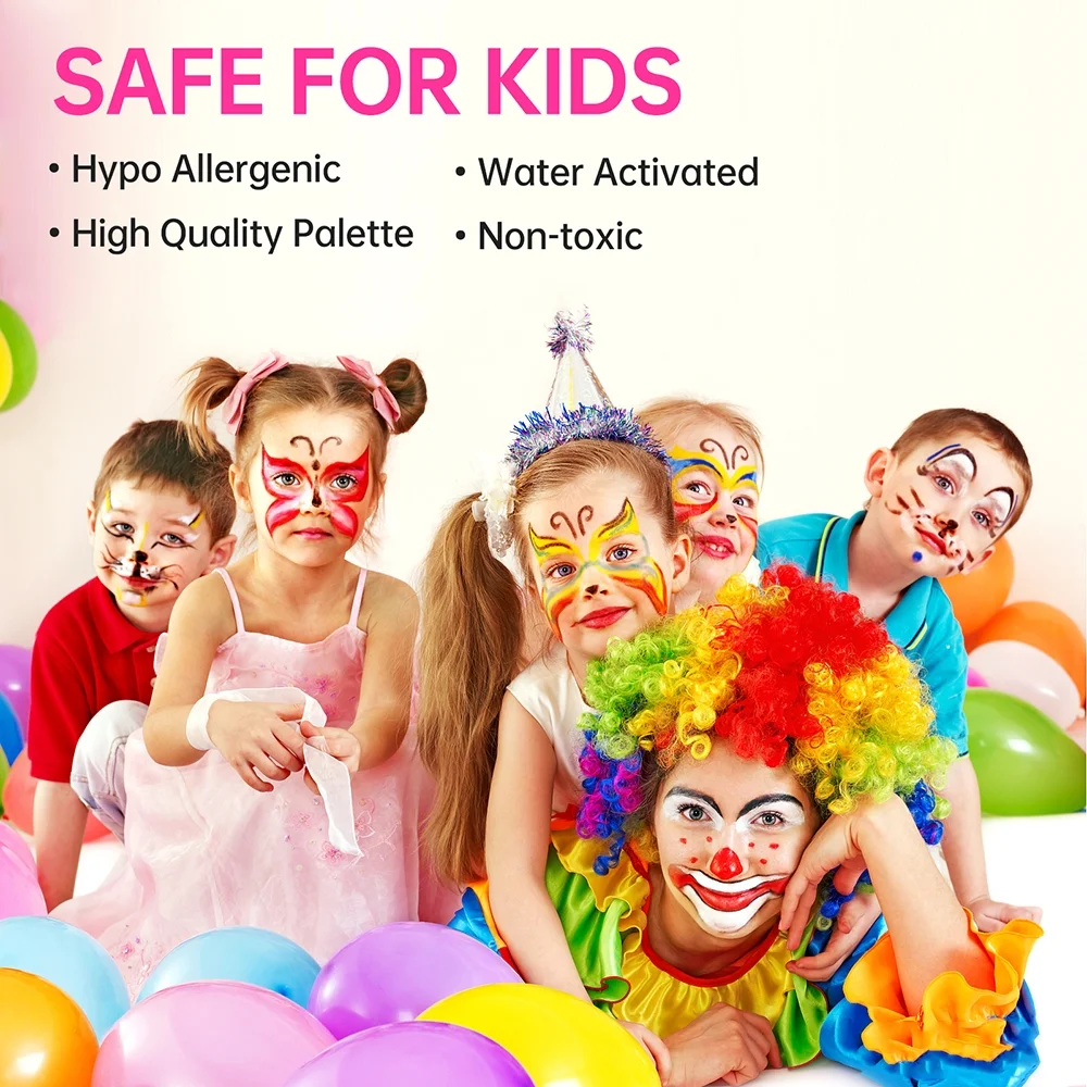 colour,Professional Split Toxic Water Festival Art Party Festival Non Toxic Cosmetic Cream 3 Brush Setwith 3 Colors Setwith Set Professional Water Body Cakes Makeup Palette Set Paint