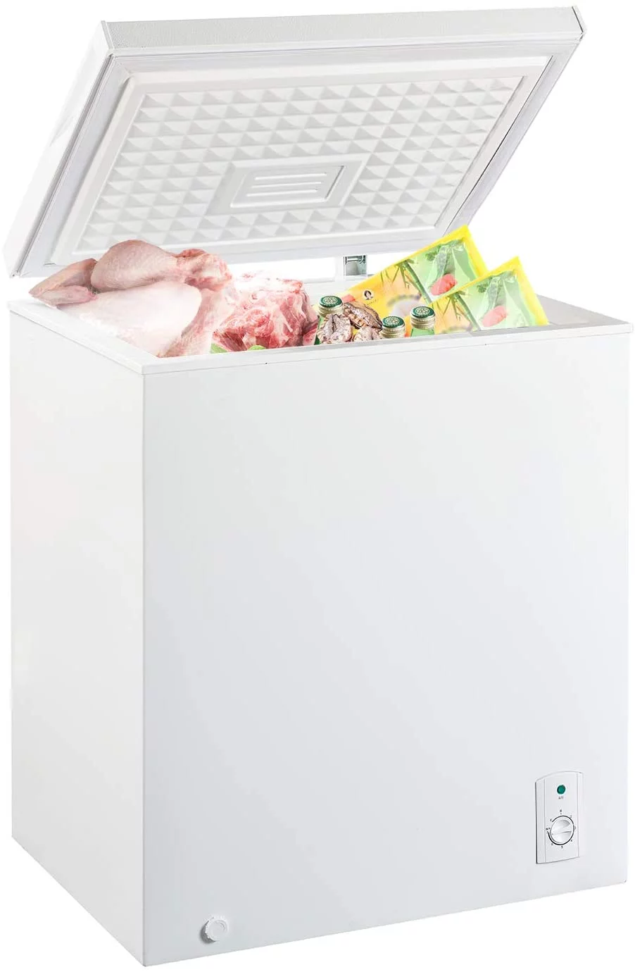 MYAL 5.0 Cubic Feet Chest Freezer with Removable Basket and Adjustable Thermostat, Top open Door Compact Freezer Store Meet Fish Vegetable for Home and Kitchen