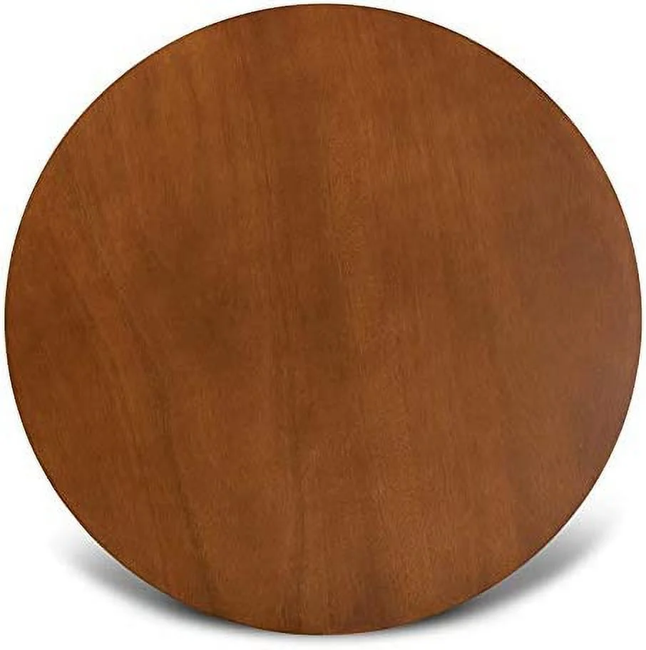 TJUNBOLIFE Walnut Finished 35-Inch-Wide Round Wood Dining Table