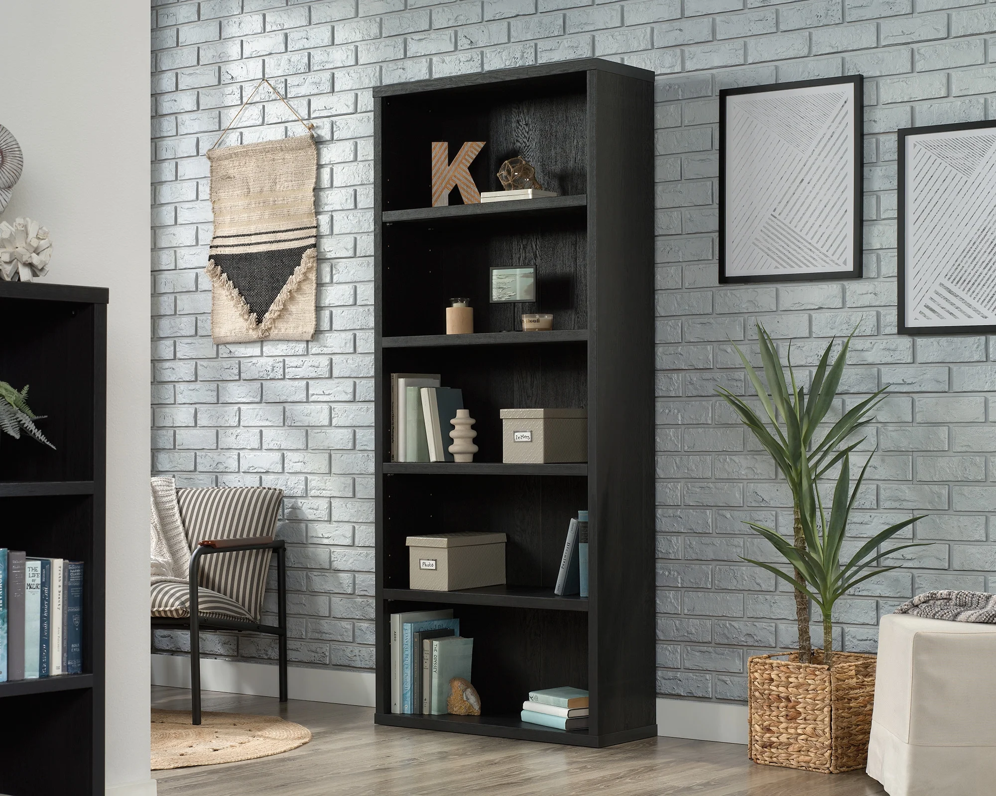 Sauder Select 5-Shelf Display Bookcase in Raven Oak Finish