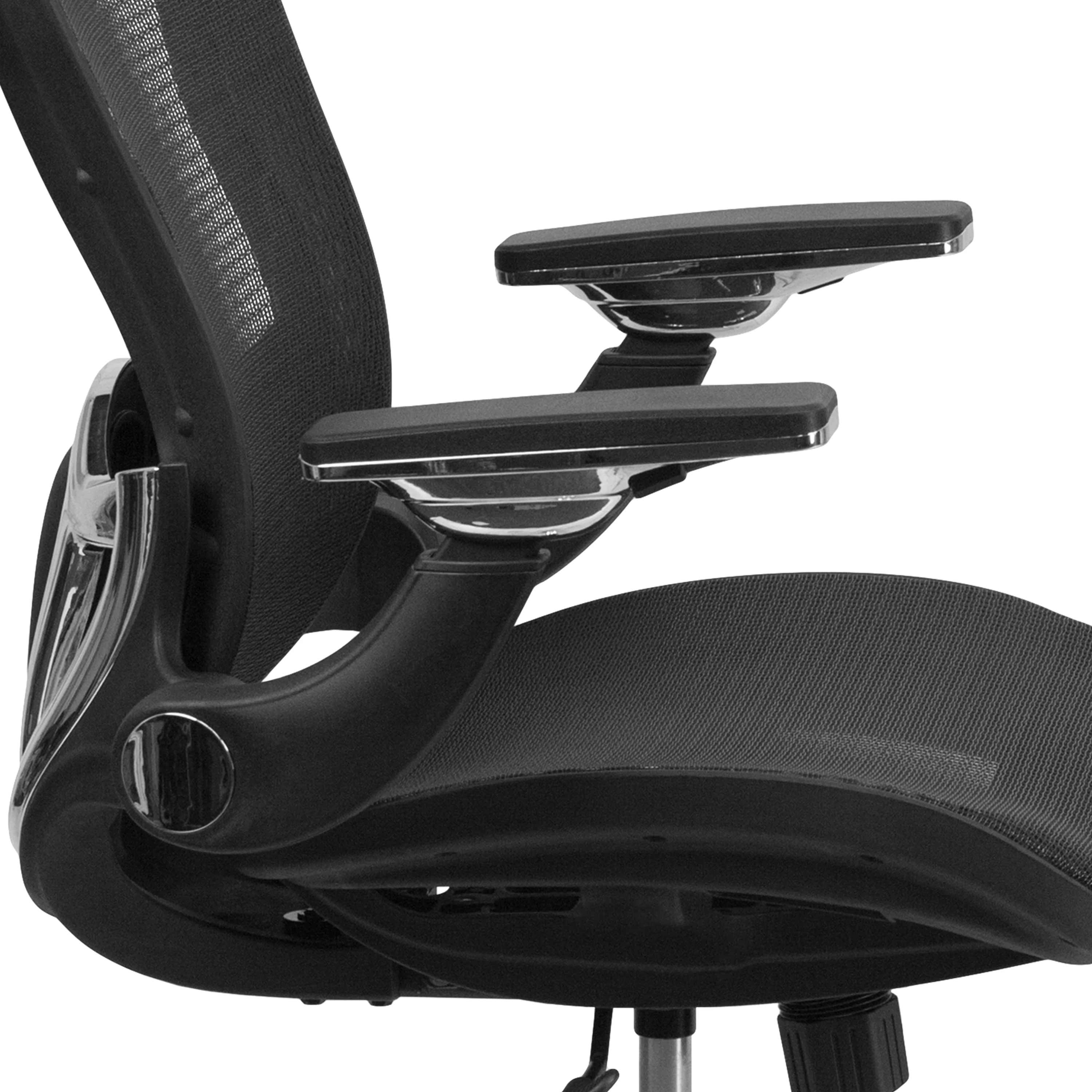 Emma + Oliver Mid-Back Transparent Black Mesh Synchro-Tilt Swivel Ergonomic Office Chair