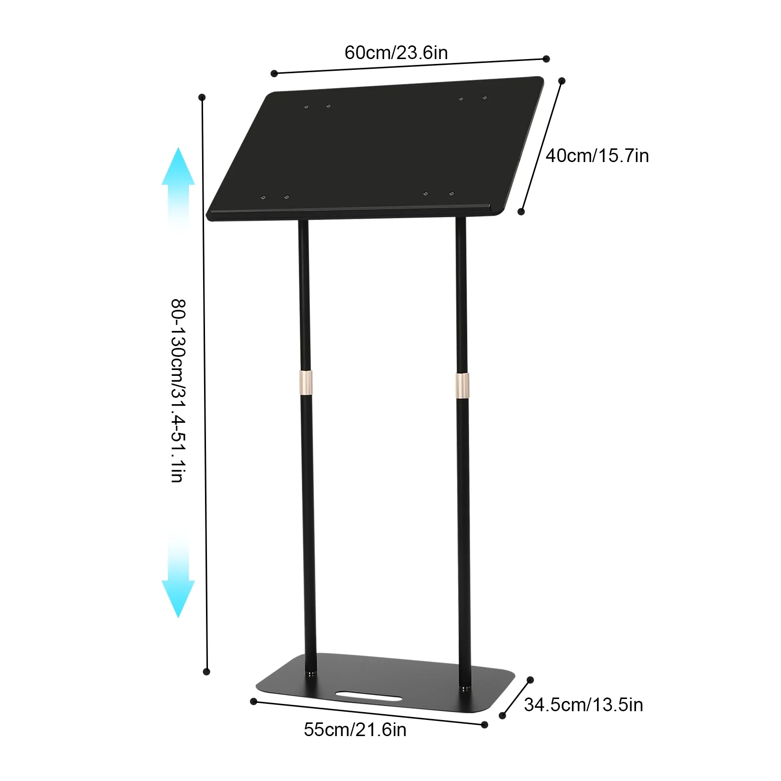 Black Podium, Angle Adjustable Podiums Stand for Church, Portable Presentation Standing