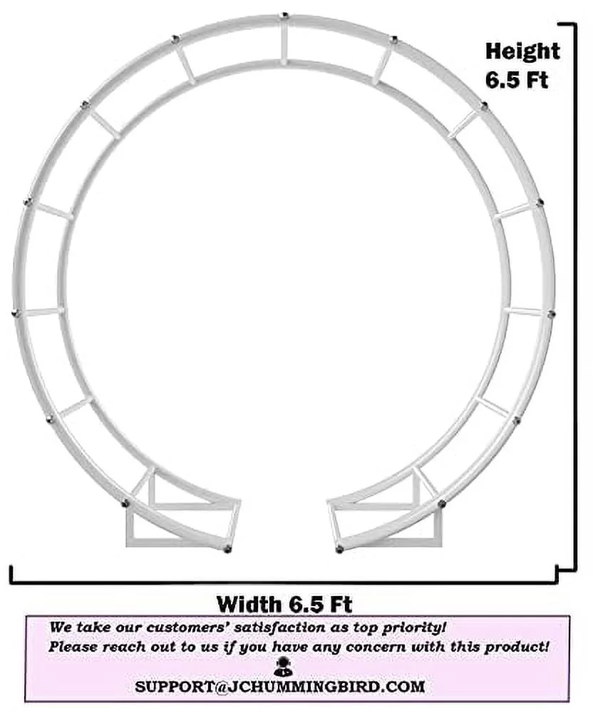 6.5 Ft Round Metal Arch Garden, Arbor for Garden, Outdoor, Party Decoration, Easy Assembly (with Support Legs, Ground Anchors, Screwdriver, Instructions)