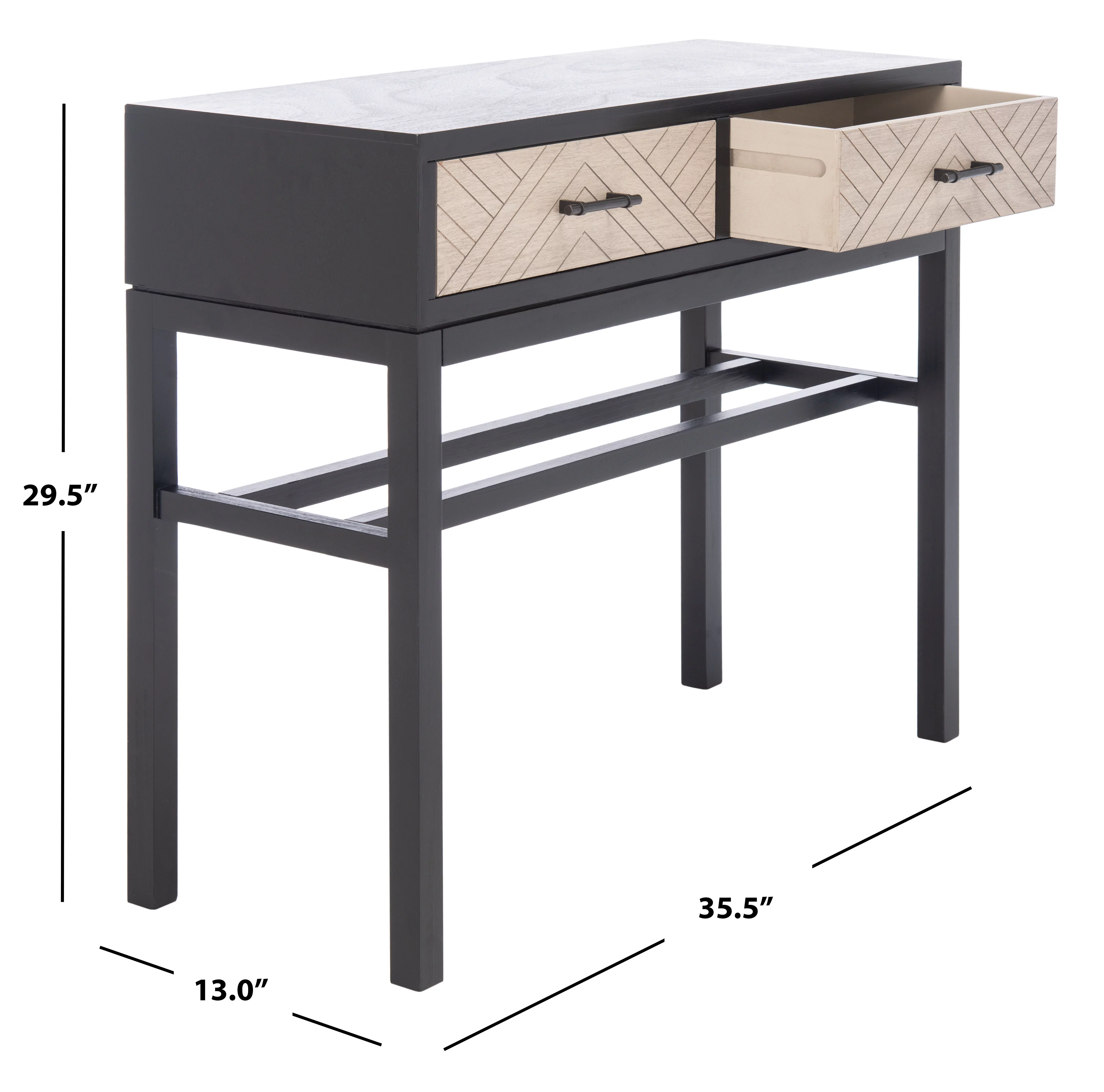 SAFAVIEH Ajana Modern 2 Drawer Console, Black/Griege