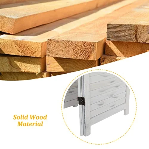 Bonnlo Wood Room Divider Privacy Screen, 5.9 Ft Tall Folding Partition Wall Divider, Indoor Freestanding Hinged Space Separator (Grey, 6 Panel)