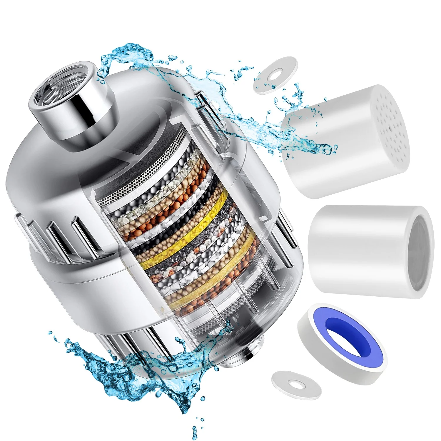 Shower Head Filter for Hard Water iMounTEK 20 Stage Shower Filter with 2 Replaceable Cartridges Water Softener to Remove Chlorine and Fluoride