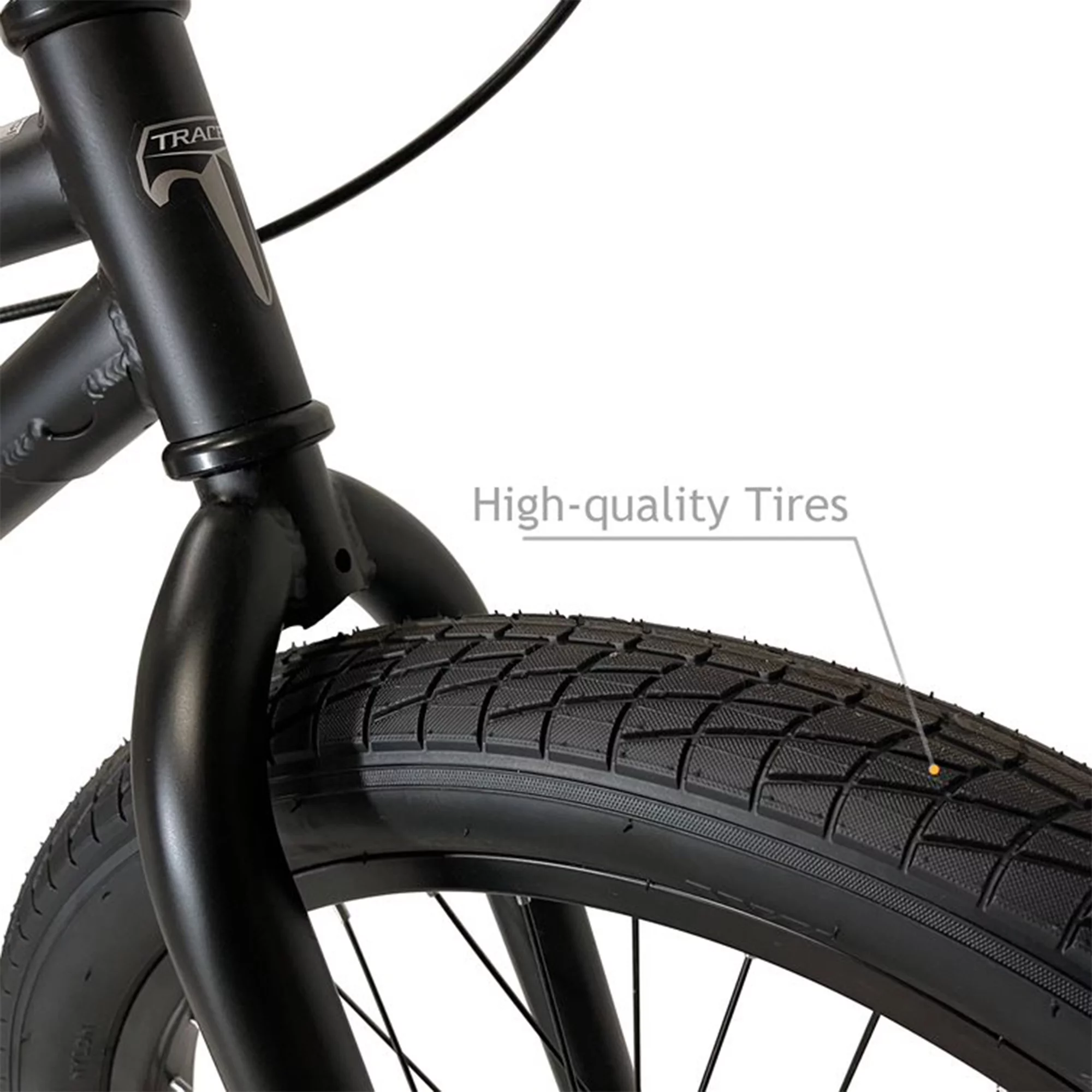 TRACER Edge 20 Inch Steel Framed Freestyle BMX Beginners Bike, Matte Black