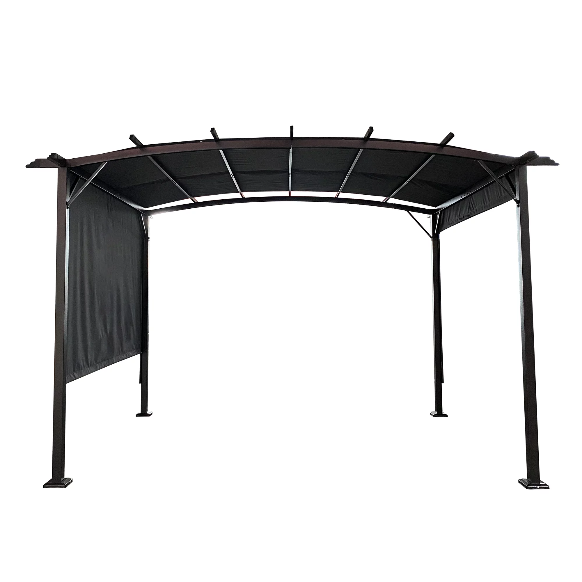 12 x 9 Ft Outdoor Pergola Patio Gazebo,Retractable Shade Canopy,Steel Frame Grape Gazebo,Sun shelter Pergola for Gardens,Terraces,Backyard Gray