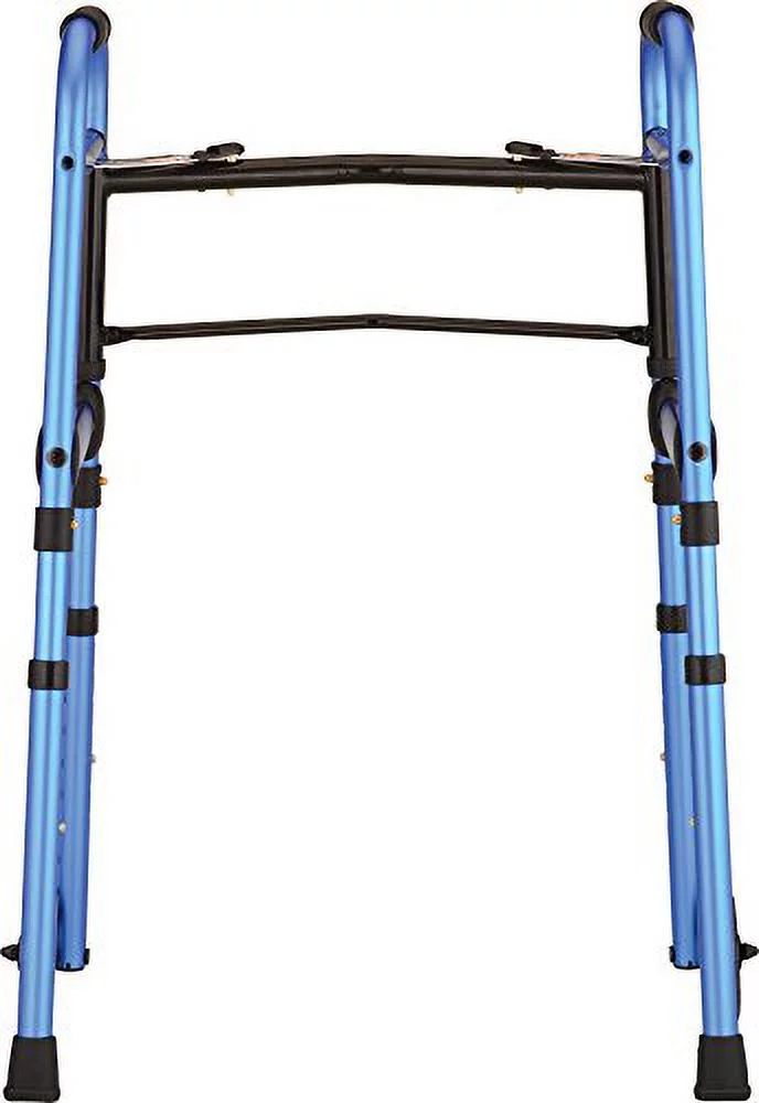 NOVA Medical Products Travel Folding Walker with wheels, Glide Skis and Mobility Bag, Blue, 7 Pound