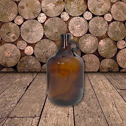 1 Gallon (128oz) Amber Glass Jug With 38mm Cap | Pack of 6 | FAST SAME DAY SHIPPING