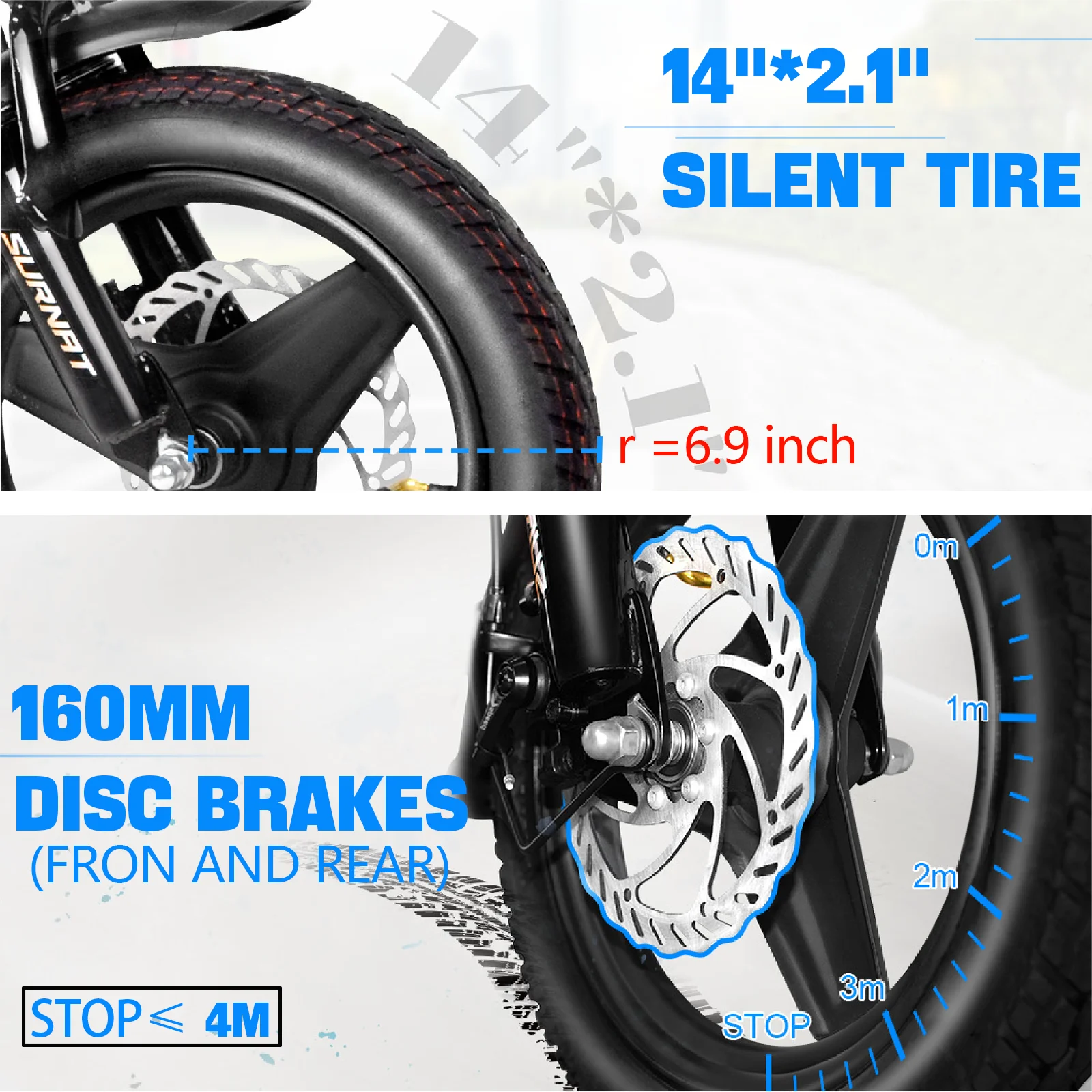 SURNAT Z9 Folding Adult Electric Bike Full Suspension 400W(Peak 600W) 48V 10.4Ah/13Ah Removable Battery 23MPH 14