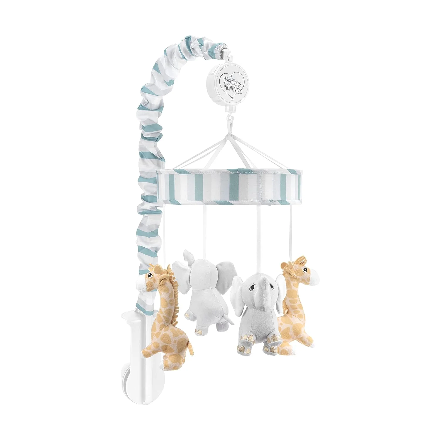 Ark Baby Musical Crib Mobile For Boys With Soft Lullaby; Baby Elephant And Giraffe Safari Nursery Décor; Teal Blue, Gray And White Baby Mobile Crib Toy With Music