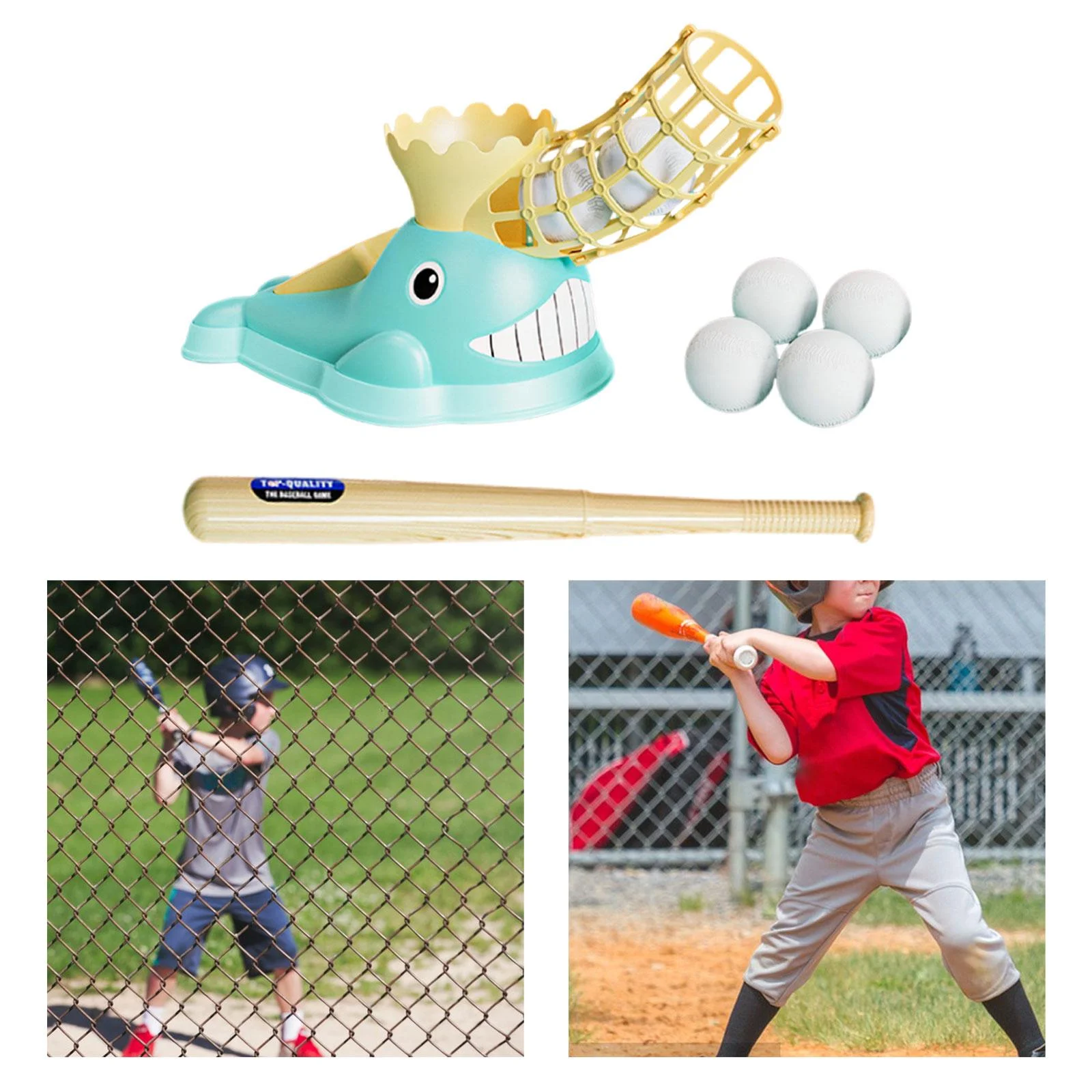 Baoblaze Kids Baseball Pitching Machine Baseball ting Machine with and 6 Baseballs Blue