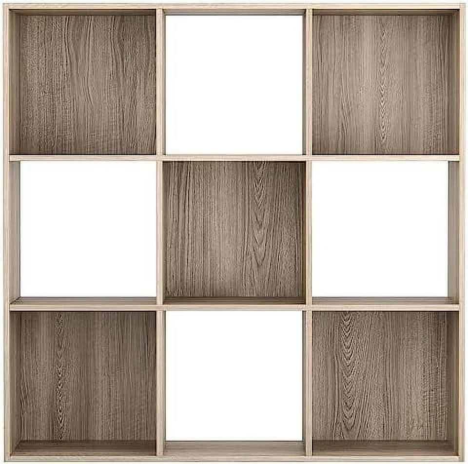 ZWNLKQG 9 Cube  Organizer  with 5 Removable Back Panels Freestanding 3-Tier Open Wood Bookshelf for Home  Office  Bedroom  Living Room  Black