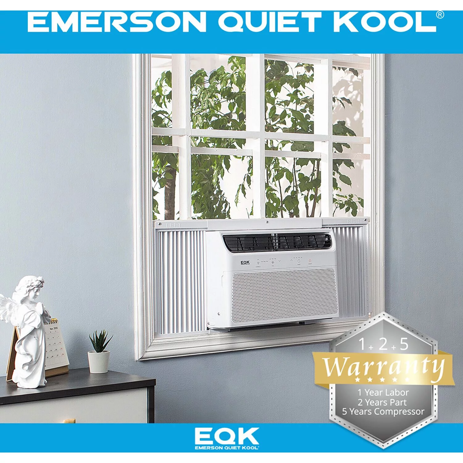Emerson Quiet Kool 10,000 BTU 115-Volt Window Air Conditioner with Remote, White, EARC10RE1A