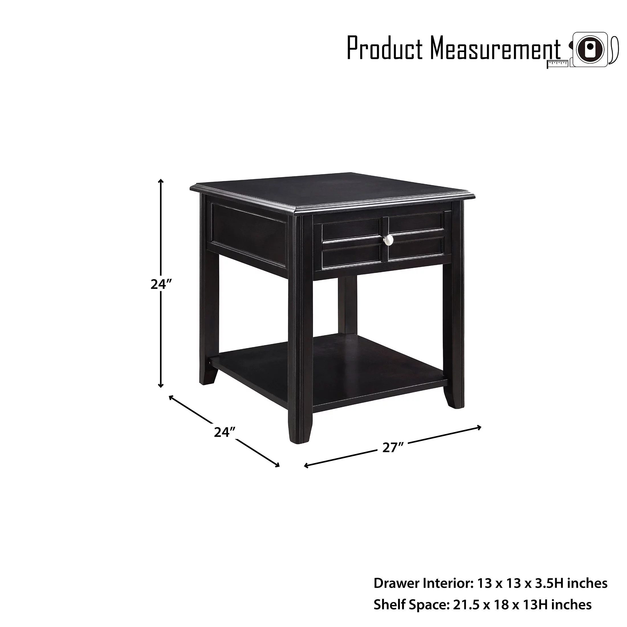 OakvillePark Lohman End Table, Black