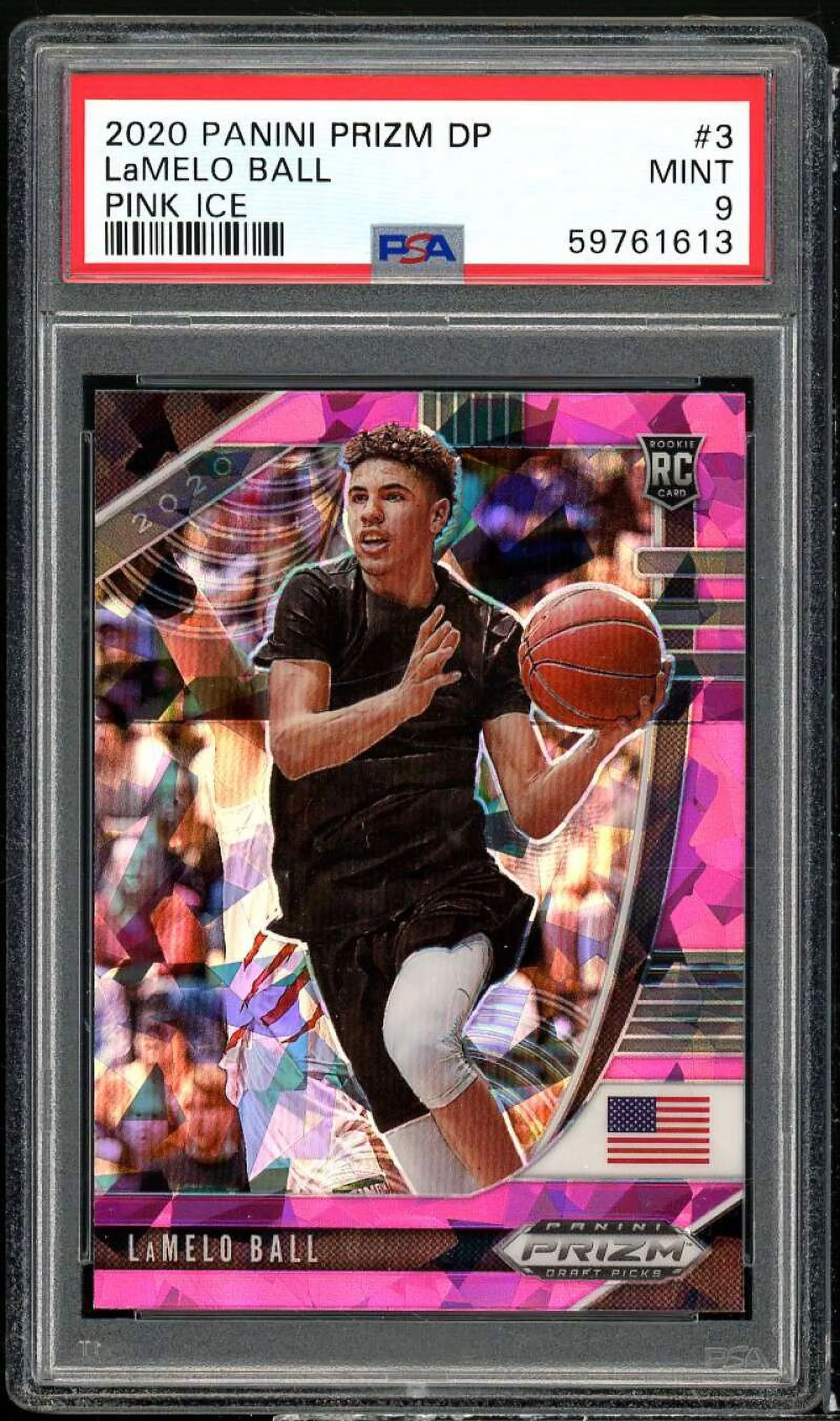 LaMelo Ball Rookie Card 2020-21 Panini Prizm Draft Picks Pink Ice #3 PSA 9