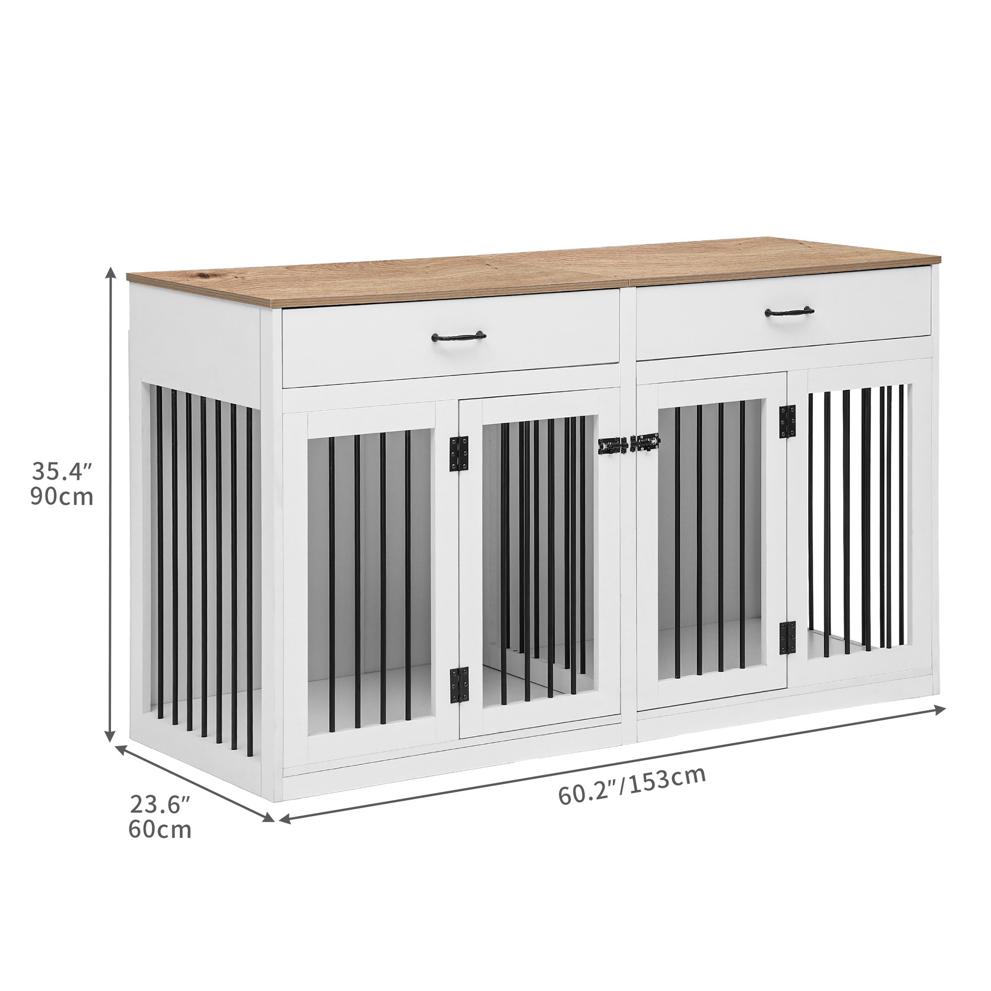 Dextrus Large Dog Crate Furniture for 2 Dogs, 60