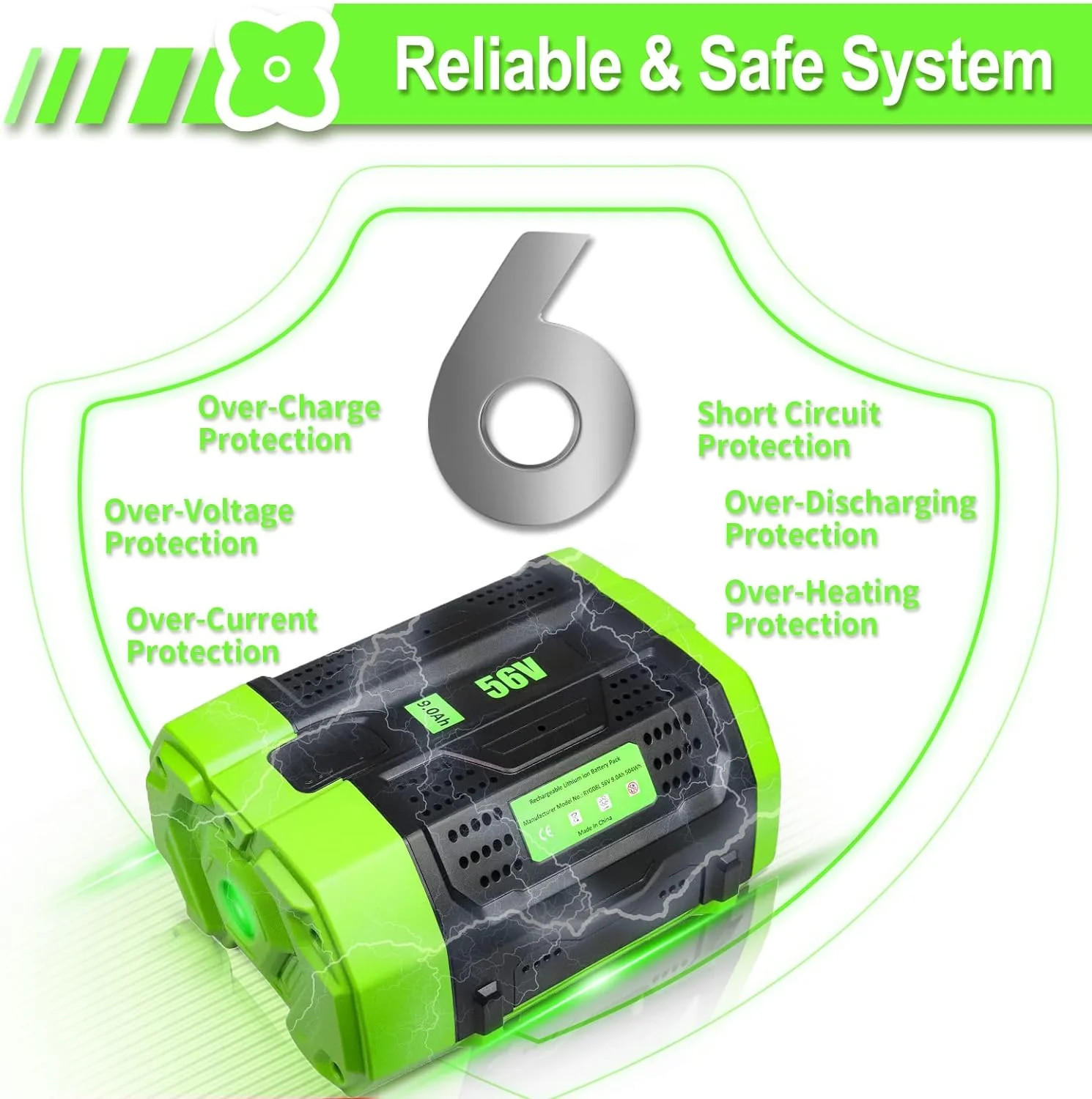 9000mAh High Capacity Replacement for EGO 56V Battery BA2800 BA4200T BA4200 BA1400 BA2800T BA5600T