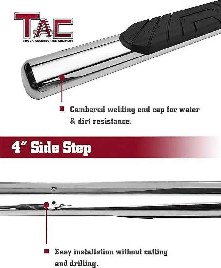 TAC Side Steps Running Boards Compatible with 2002-2008 Dodge Ram 1500 Quad Cab / 2003-2009 Dodge Ram 2500 / 3500 Quad Cab Pickup Truck 4