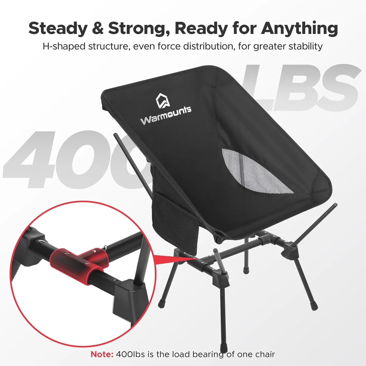 Ultralight Camping Chair Backpacking, Compact Folding Camp Chair w/Side Pocket, Portable Camping Chair w/Storage Bag for Hiking, Travel, Beach, Fishing, Support 400lbs, 2Pack