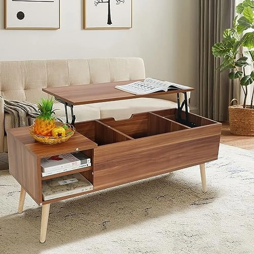FDXCKJP Lift Top Coffee Table with Hidden Compartment and Adjustable    Black  for Home Living Room  Office