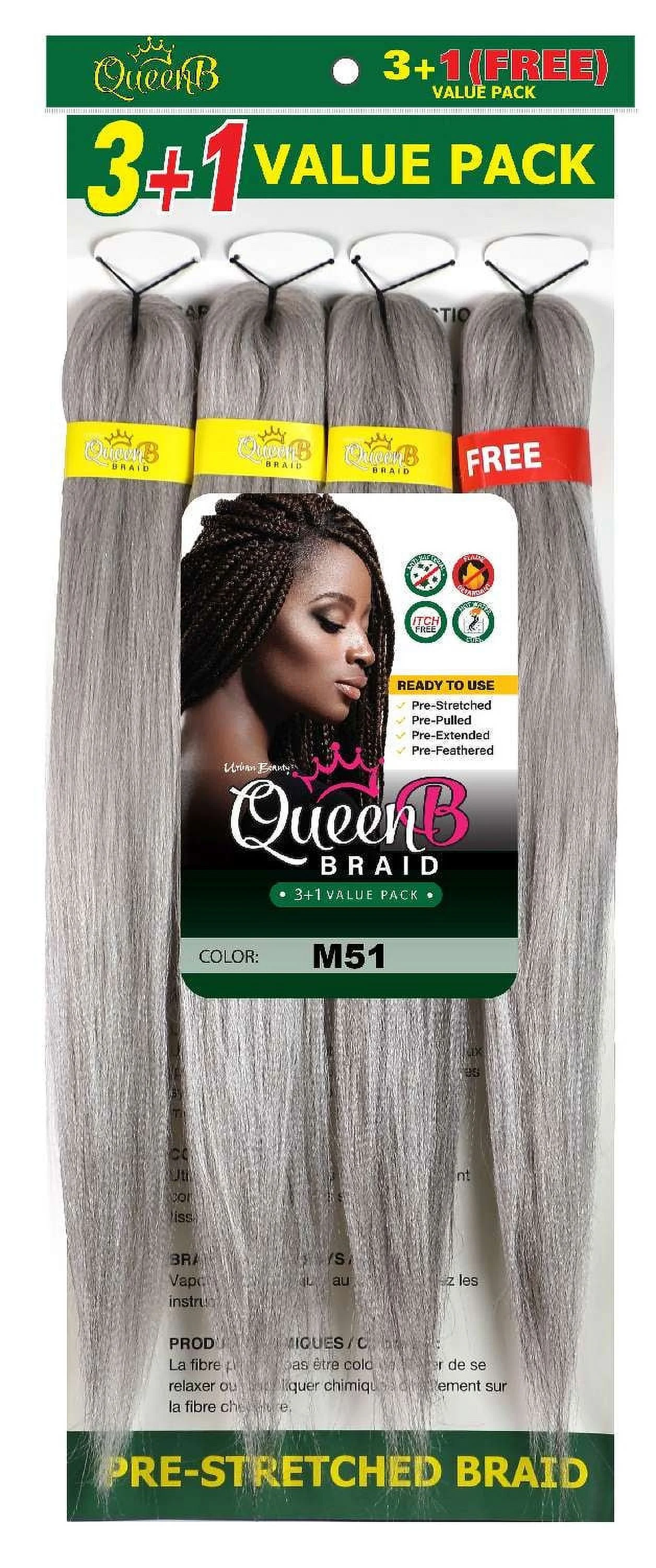 Urban Beauty Queen B Braid Synthetic 3 + 1 Value Pack 40 Inch Color M51