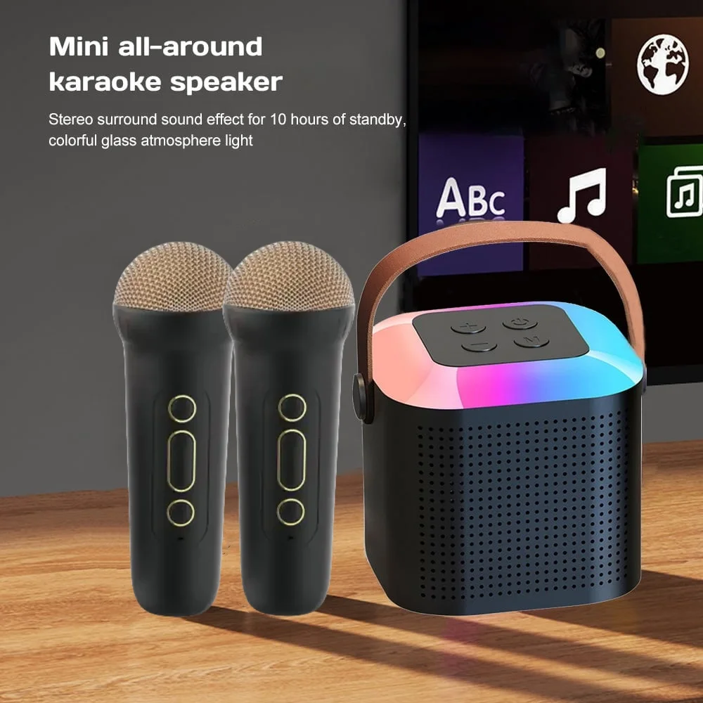 Mini Karaoke Machine for Kids, Portable Bluetooth Karaoke Singing Speaker with Wireless Microphone and Dynamic Lights, Karaoke Toys Gifts for Girls Boys Family Home Party, Black
