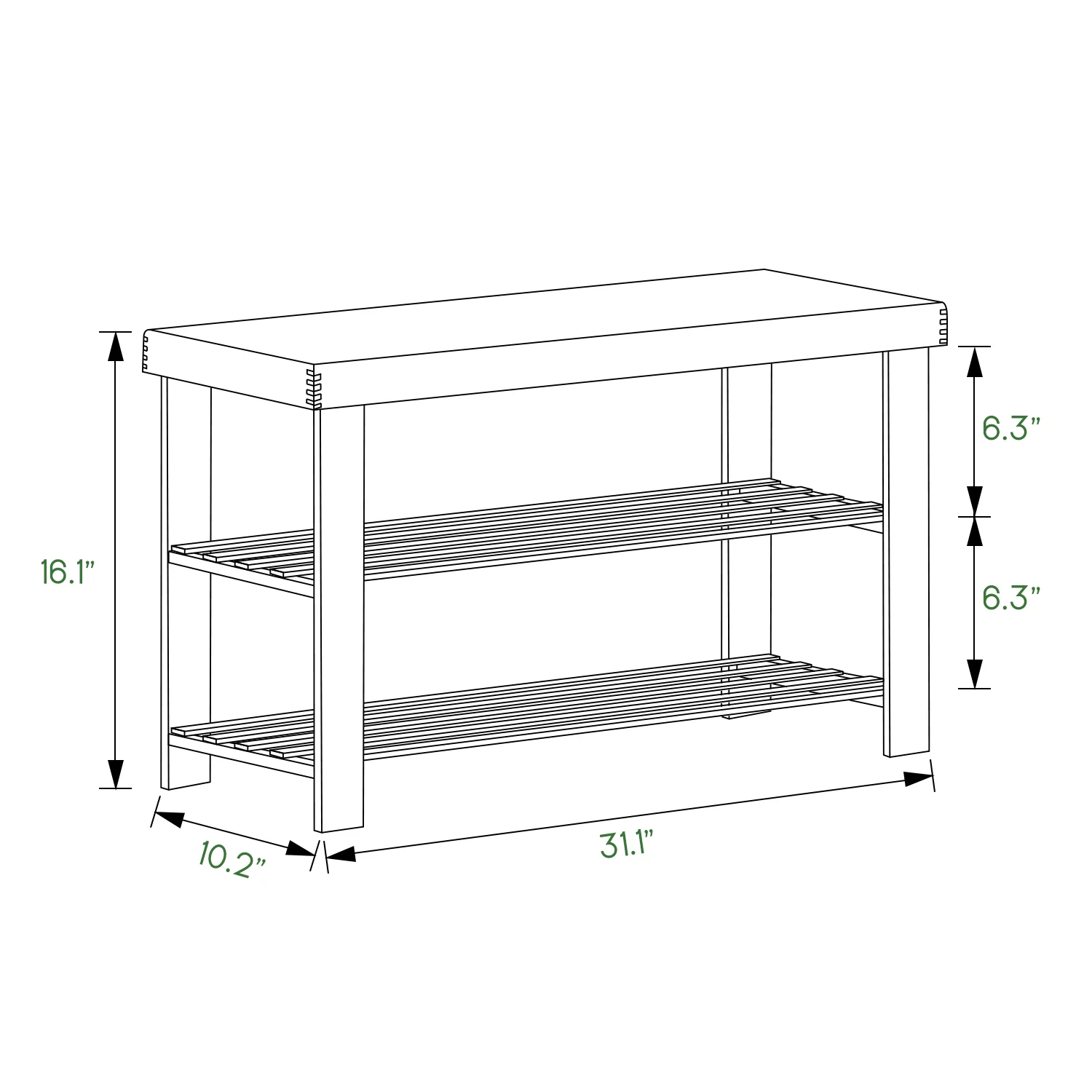 MoNiBloom Bamboo 2 Tiers 8 Pairs Shoes Changing Bench, Storage Rack, Brown, for Entryway Hallway