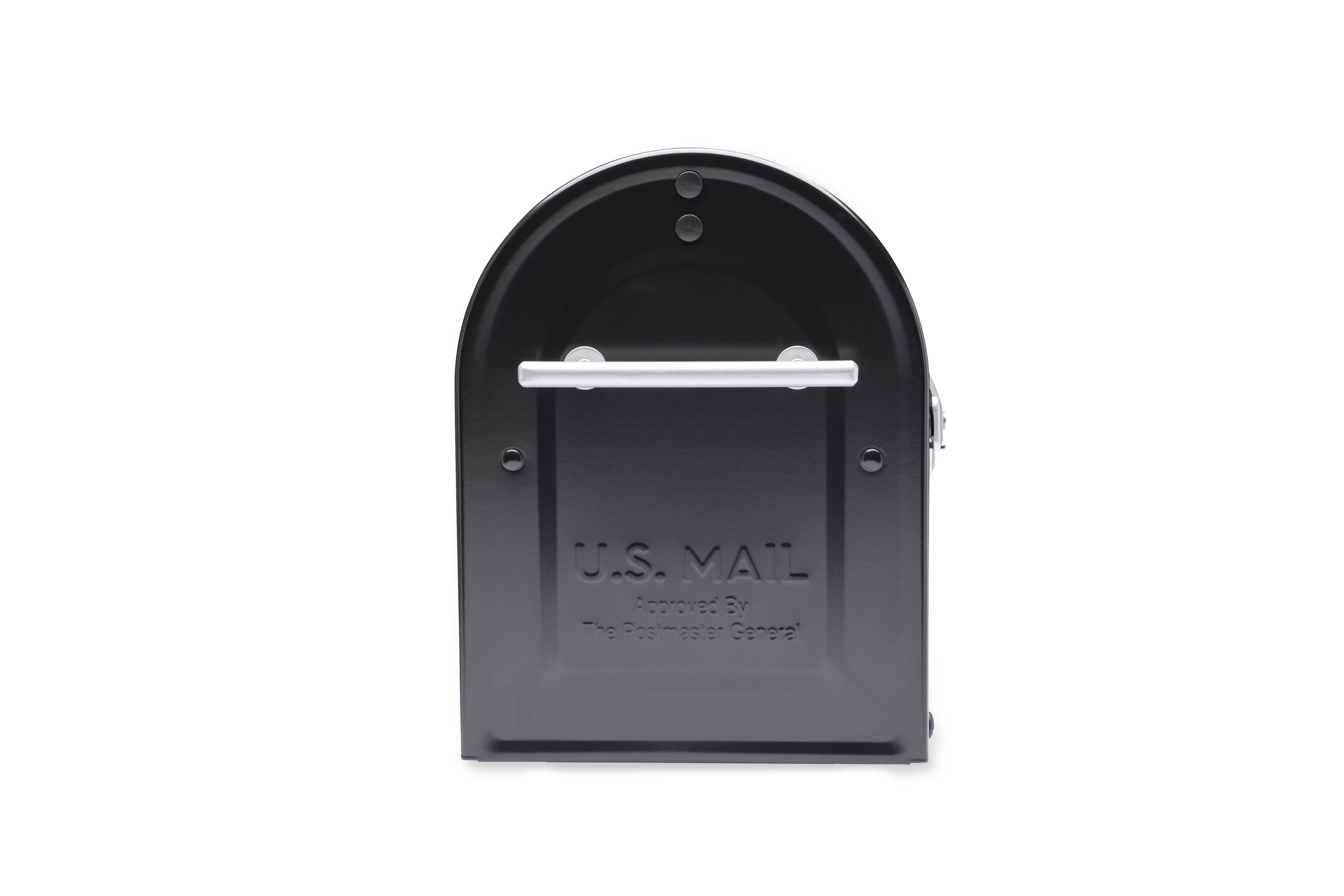 Architectural Mailboxes  Boulder Post Mount Mailbox with Premium Silver Handle & Flag - Black - Large