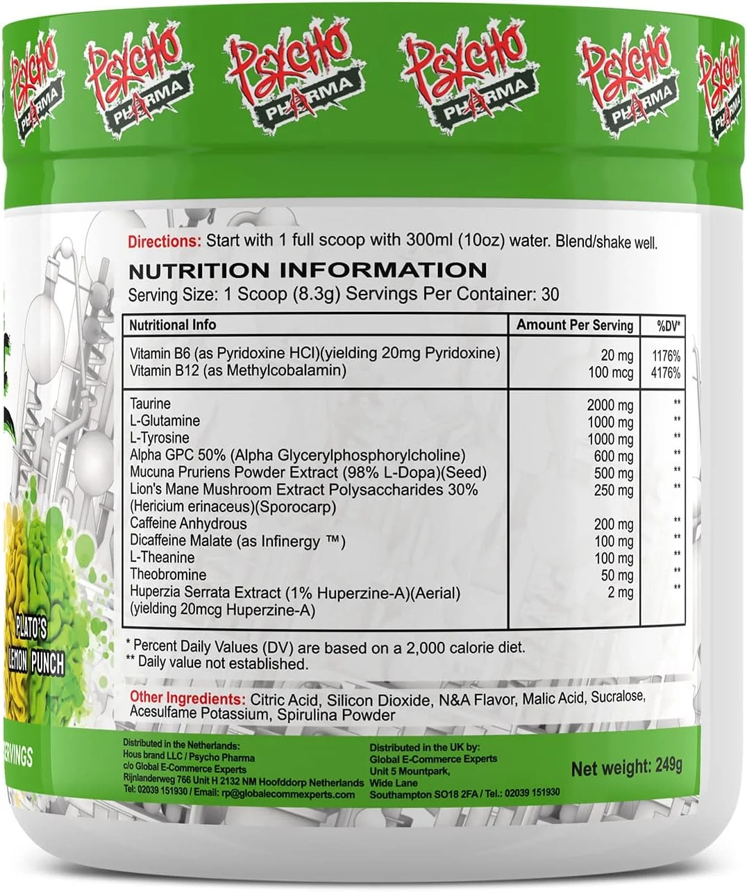 Psycho Pharma. Infinite Brain Nootropic Game Changer. Compete Win (Plato's Lemon Punch, 30 Serving)
