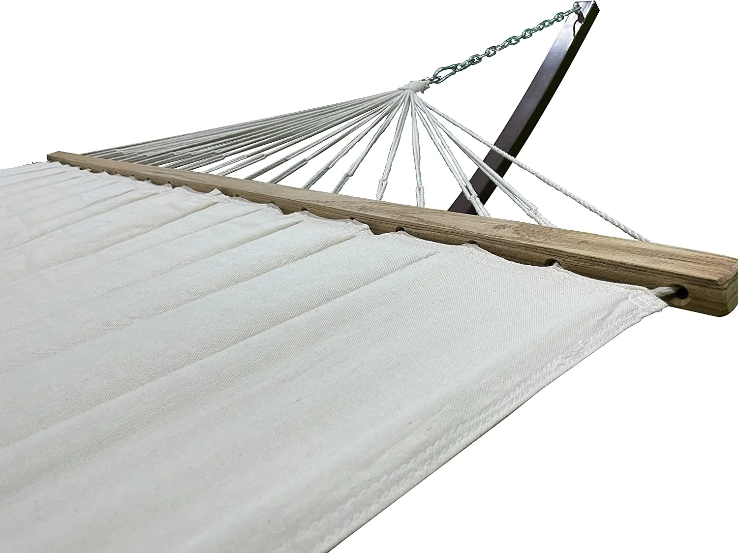 15 Ft. Indoor/Outdoor Heavy Duty Black Steel Arc Hammock Stand W/Premium Quilted Hammock Bed. (Beige)