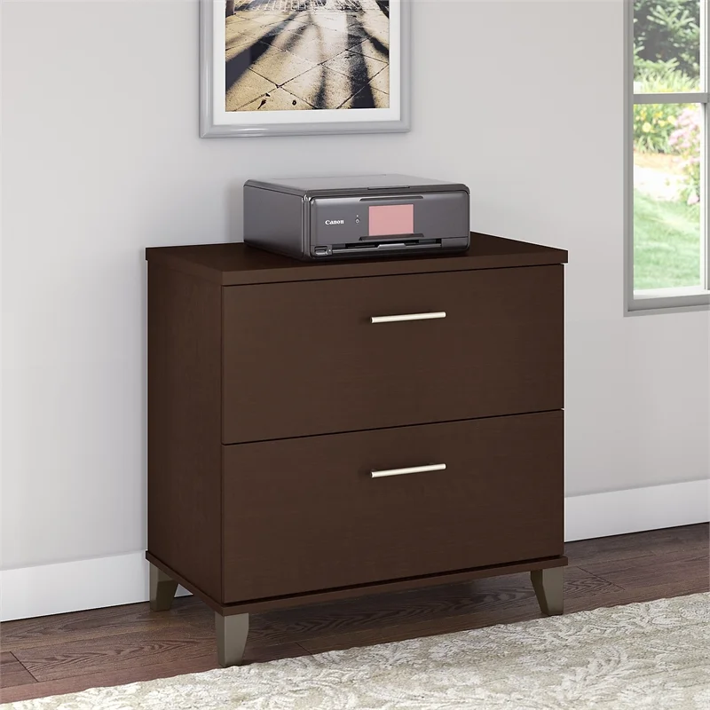 Home Square 2 Piece Wood Lateral Filing Cabinet Set in Mocha Cherry