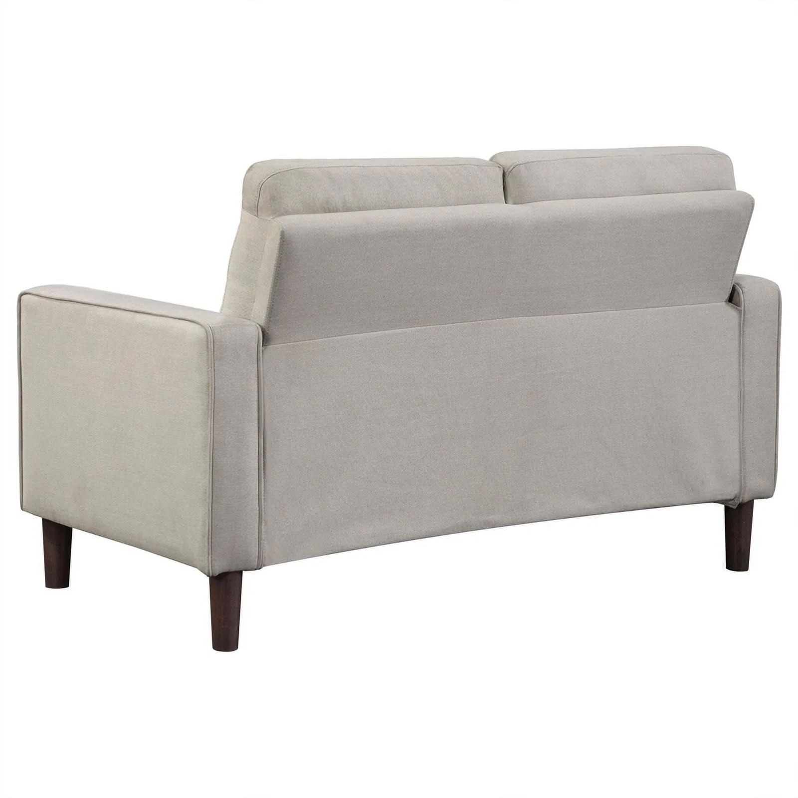 Pemberly Row Upholstered Fabric Loveseat with Track Arms in Beige