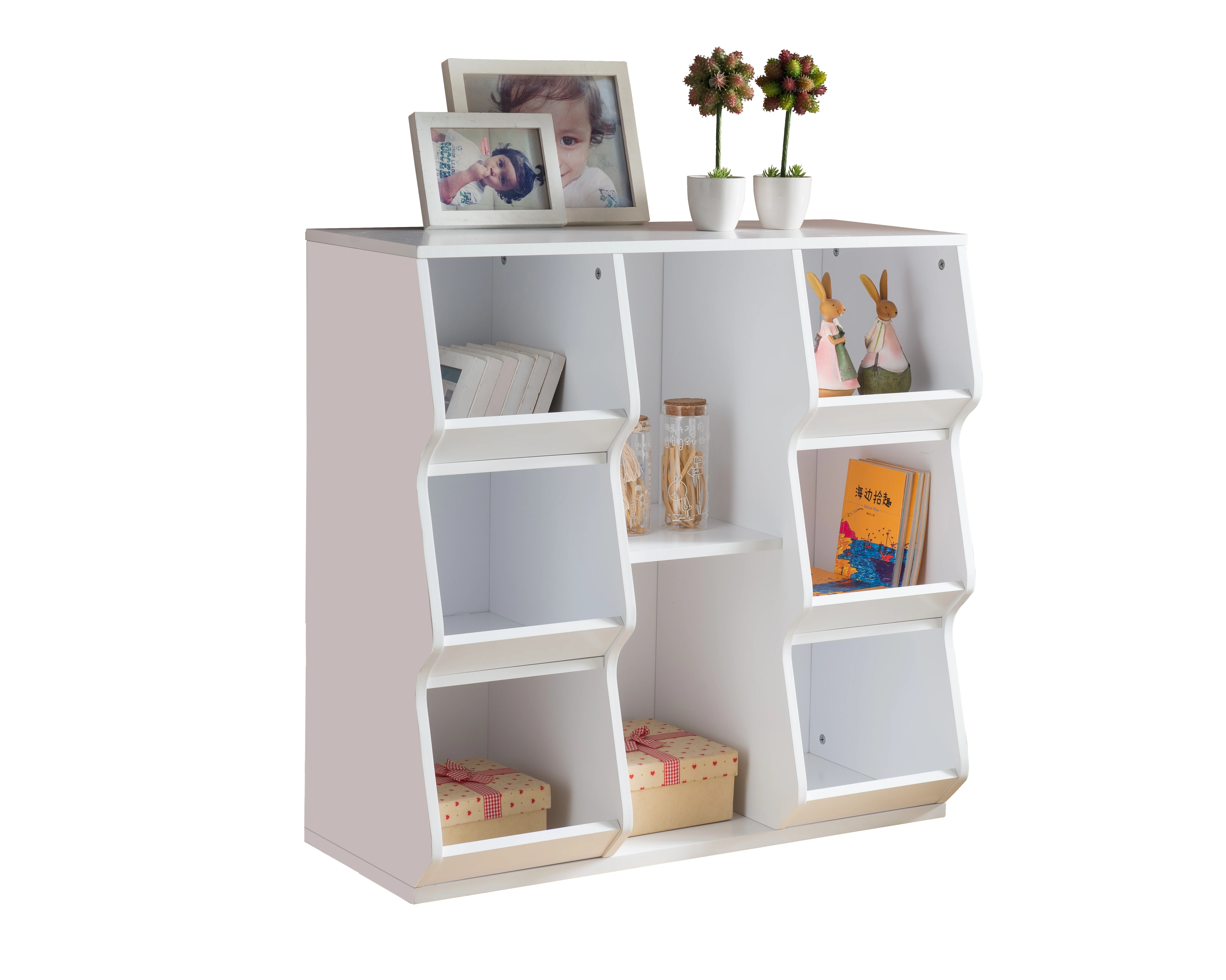 Kings Brand Furniture White Finish Wood Cubby Storage Cabinet Unit