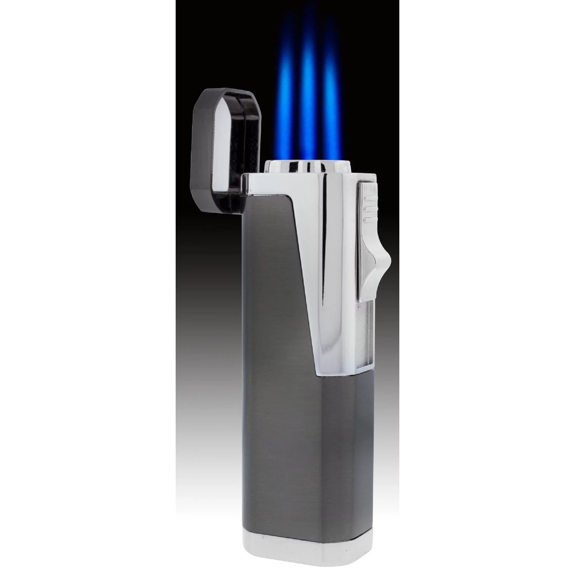 Typhoon Triple Flame Torch Lighter w/ Retractable Bullet Cutter - Silver