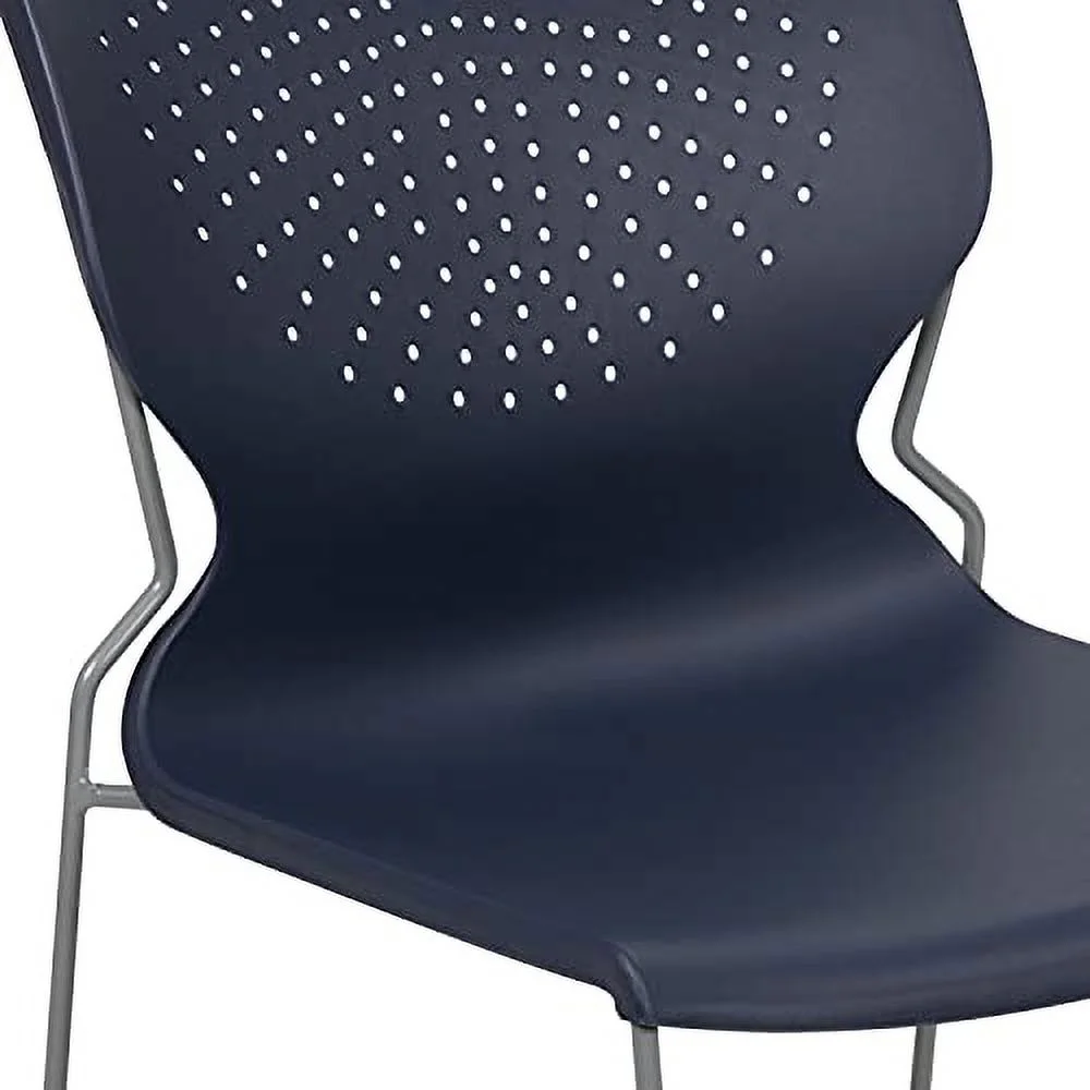 EMMA + OLIVER Home and Office Navy Full Back Stack Chair with Gray Frame - Guest Chair