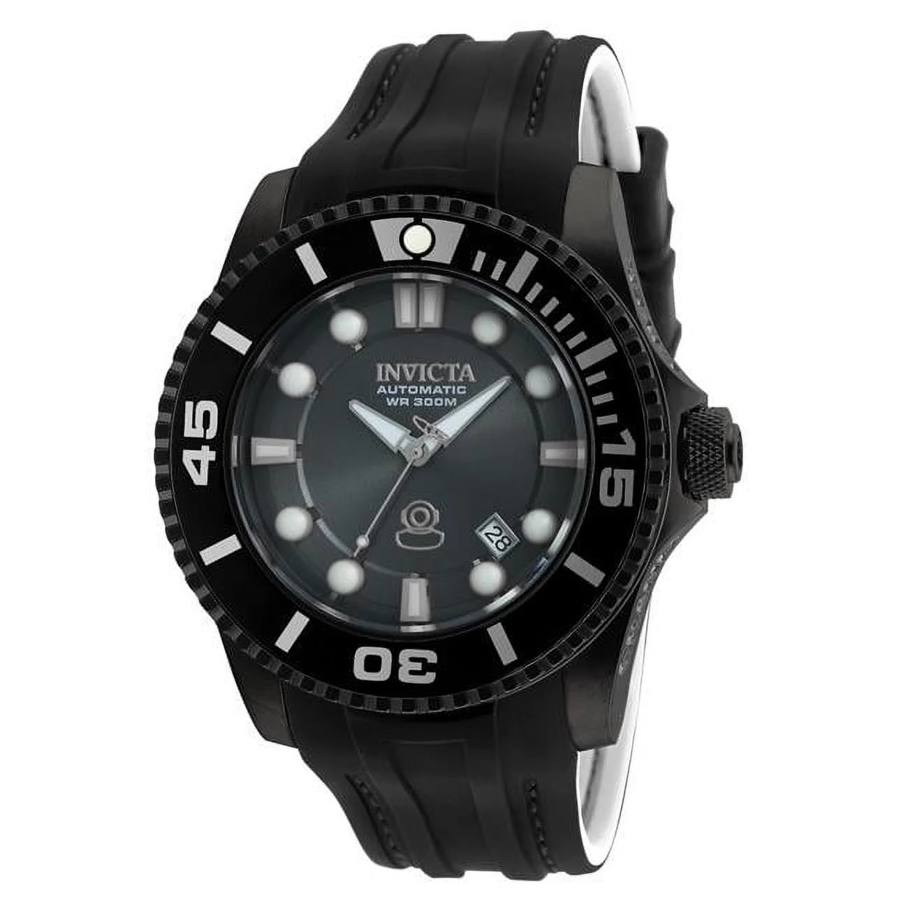 Invicta Men's Pro Diver Automatic Charcoal Dial Black& White Silicone Watch 20206