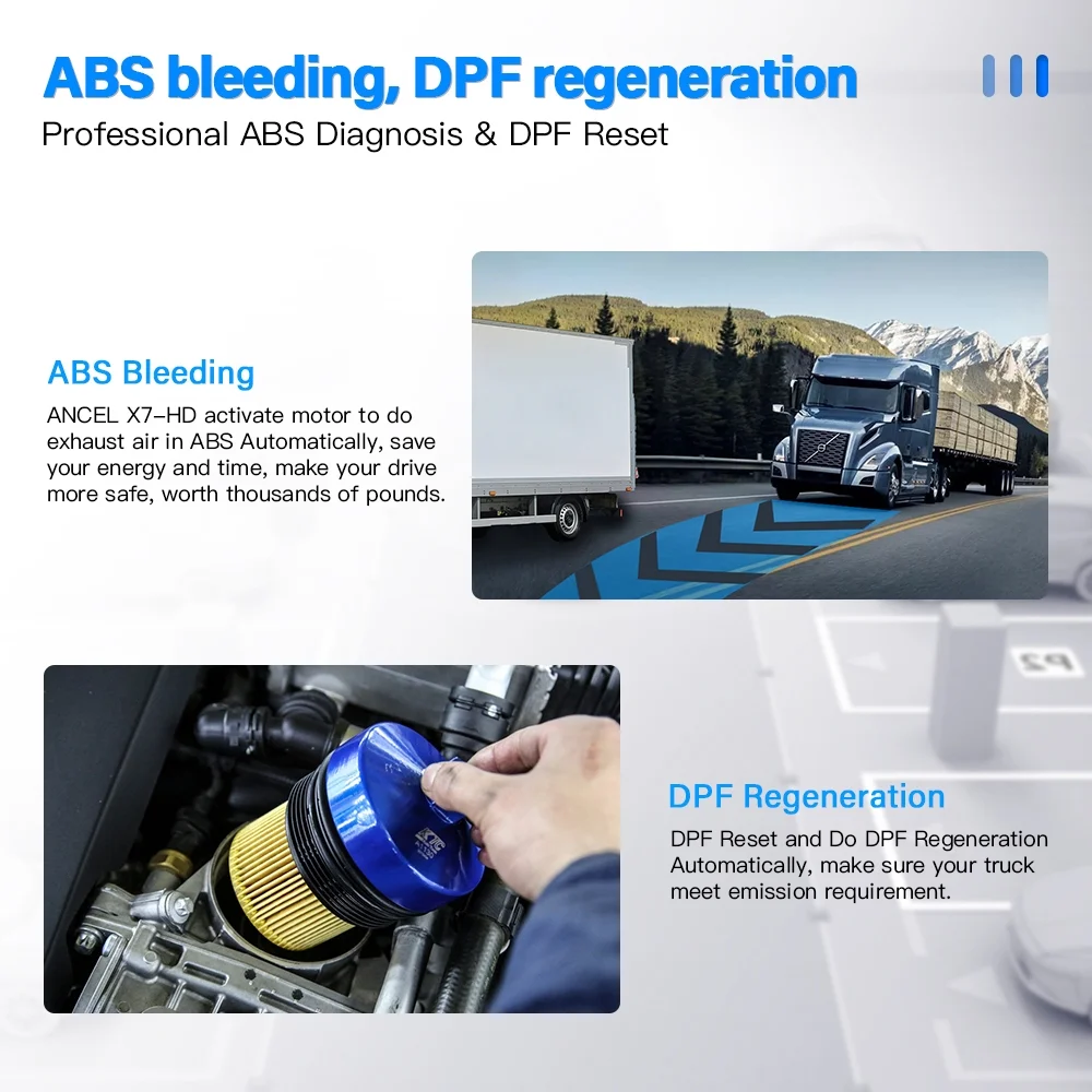 Ancel 24V 12V Diesel Heavy Duty Truck Scanner Diagnostic Tool Full System ECU Reset All System DPF Regen