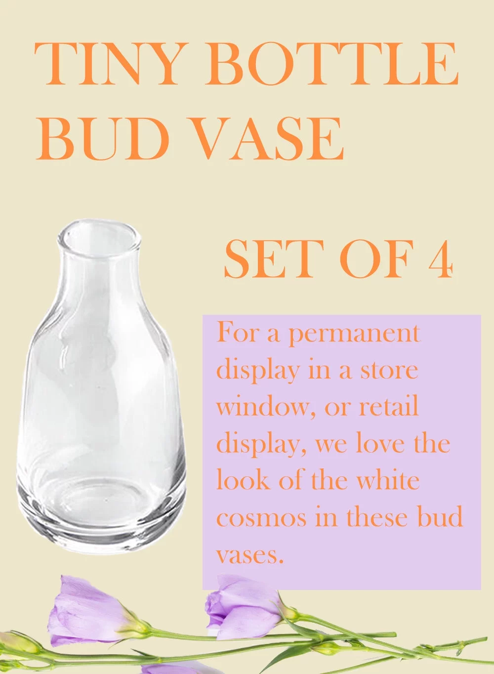 Serene Spaces Living Set of 4 Small Bottle Bud Vase, 1.75